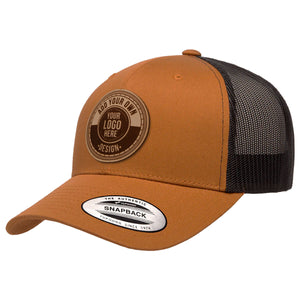 Yupoong 6606 Custom Leather Patch Trucker Hat
