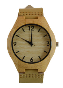 Bamboo Leather Band Watch