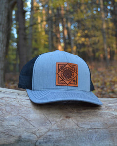 Custom Leather and Wood Patches Engraved with Your Logo Hats - Affordable Custom Hats & Caps Heather/Black