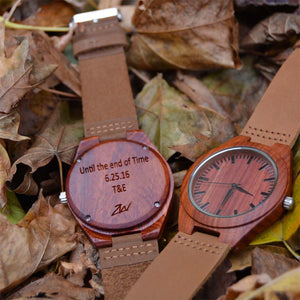 Rose Wood Leather Band Watch